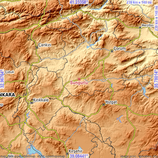 Topographic map of Sungurlu