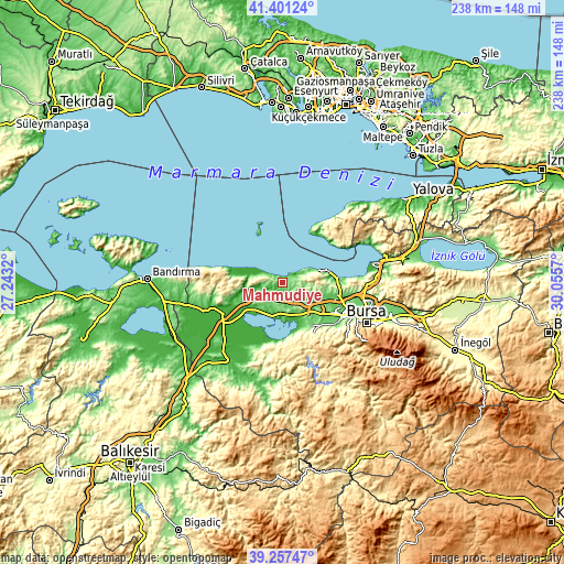 Topographic map of Mahmudiye