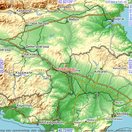 Topographic map of Sırpsındığı