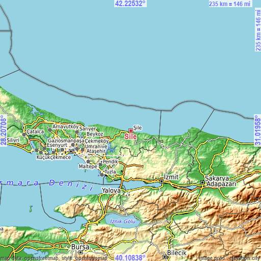 Topographic map of Şile