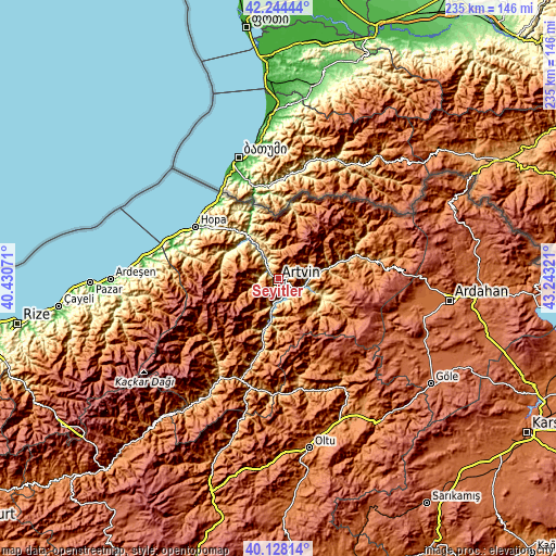 Topographic map of Seyitler