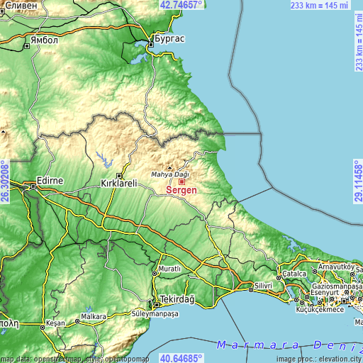 Topographic map of Sergen
