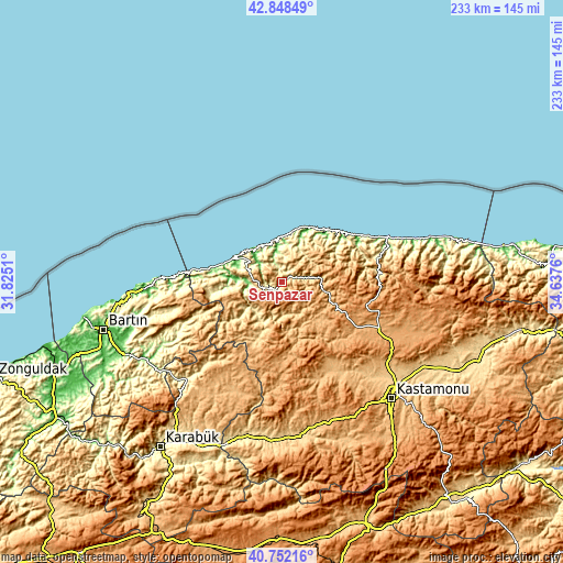 Topographic map of Şenpazar