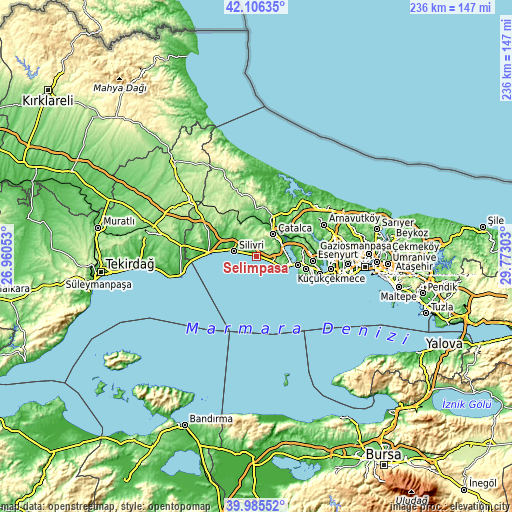 Topographic map of Selimpaşa