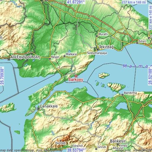 Topographic map of Şarköy