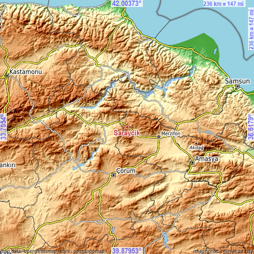 Topographic map of Saraycık