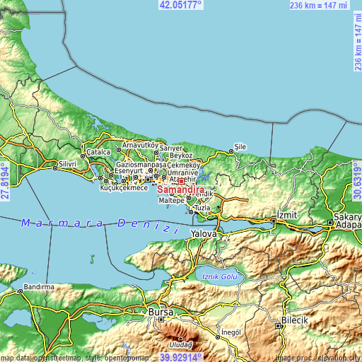 Topographic map of Samandıra