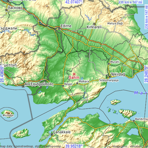 Topographic map of Şahin