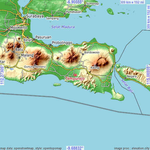 Topographic map of Tempurejo