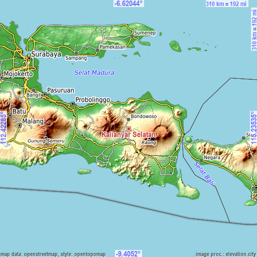 Topographic map of Kalianyar Selatan