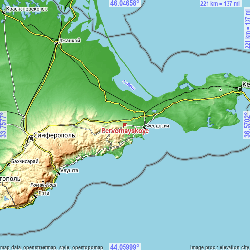 Topographic map of Pervomayskoye