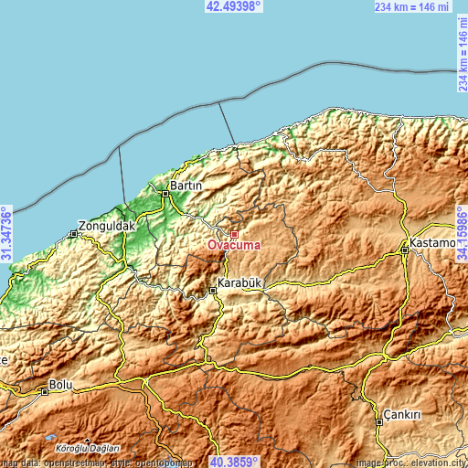 Topographic map of Ovacuma