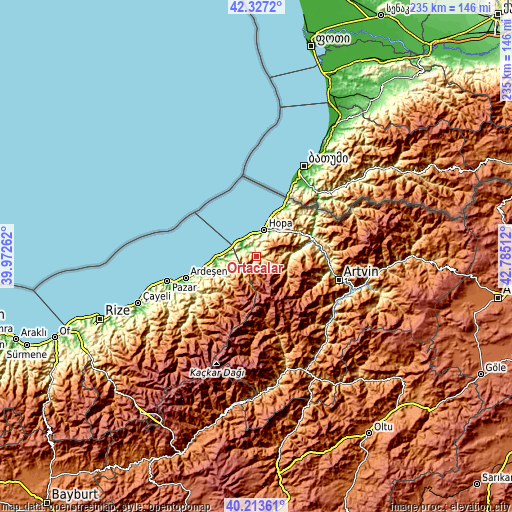 Topographic map of Ortacalar