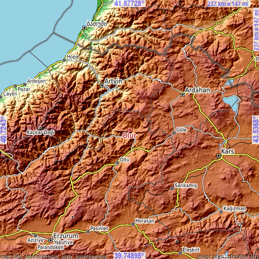 Topographic map of Olur