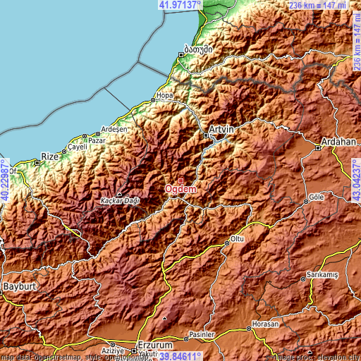 Topographic map of Öğdem