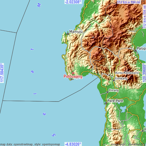 Topographic map of Petoosang