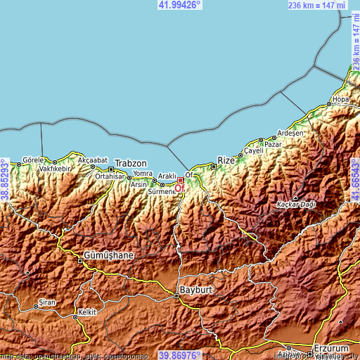 Topographic map of Of