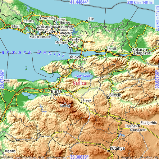 Topographic map of Narlıca