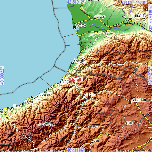 Topographic map of Muratlı