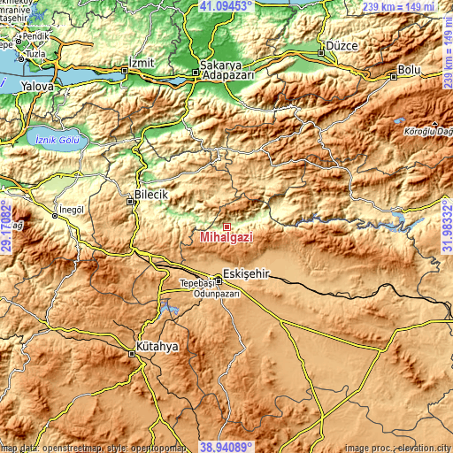 Topographic map of Mihalgazi