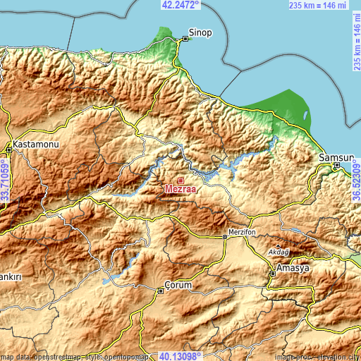 Topographic map of Mezraa