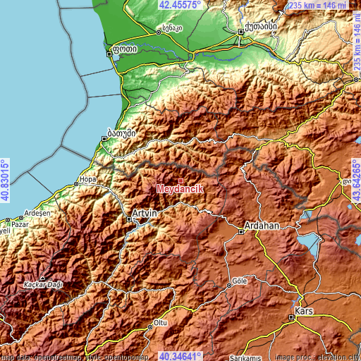 Topographic map of Meydancık