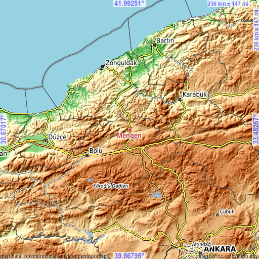 Topographic map of Mengen