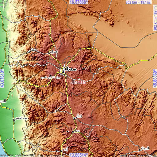 Topographic map of Jiḩānah