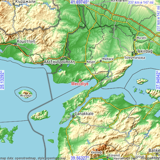 Topographic map of Mecidiye