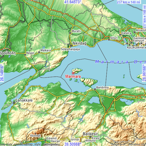 Topographic map of Marmara