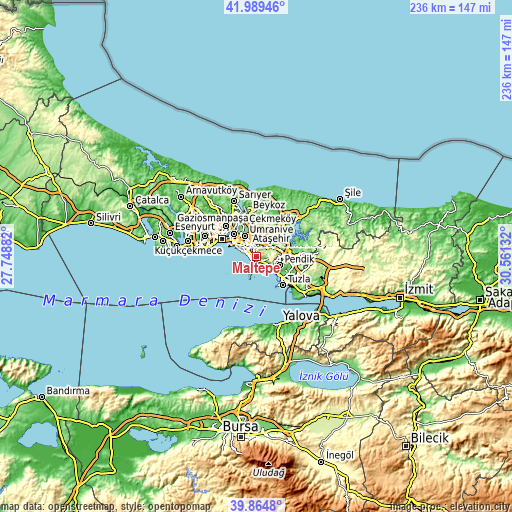 Topographic map of Maltepe