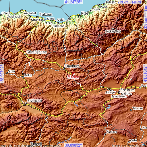 Topographic map of Maden