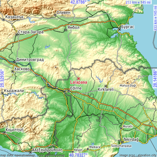 Topographic map of Lâlapaşa