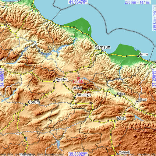 Topographic map of Ladik