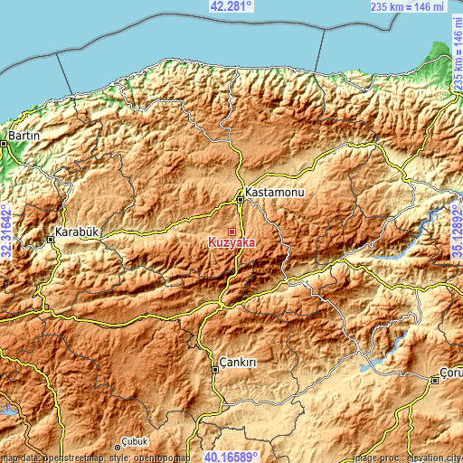 Topographic map of Kuzyaka