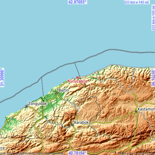 Topographic map of Kurucaşile