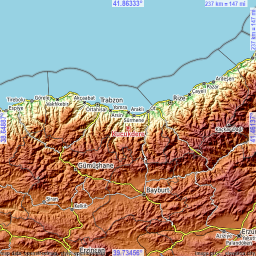 Topographic map of Küçükdere