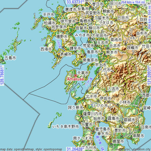 Topographic map of Amakusa