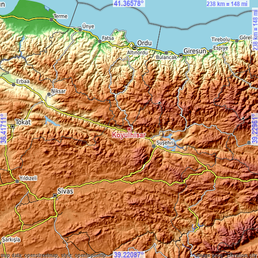 Topographic map of Koyulhisar