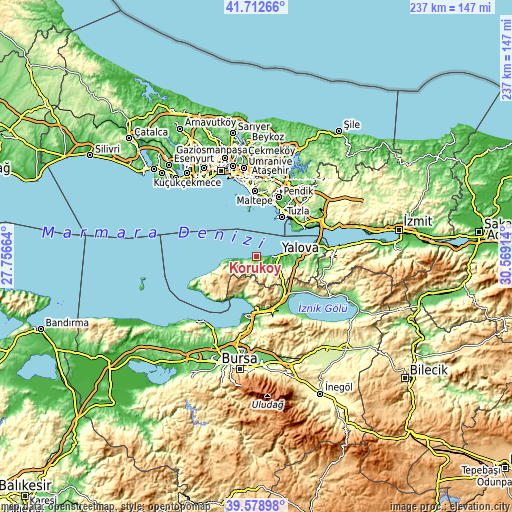 Topographic map of Koruköy