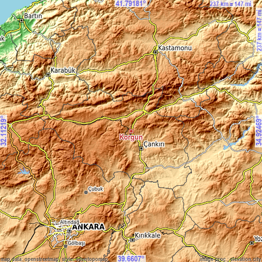Topographic map of Korgun