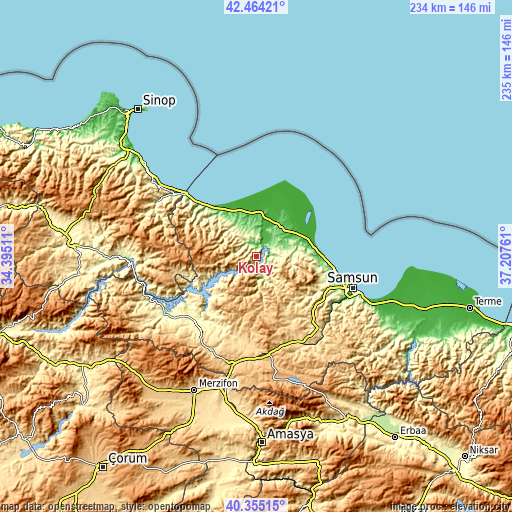 Topographic map of Kolay