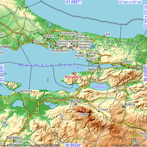 Topographic map of Kocadere