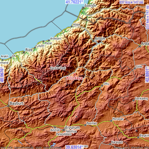 Topographic map of Kılıçkaya