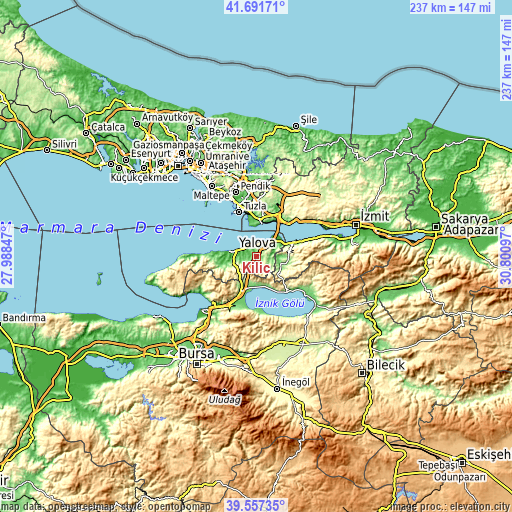 Topographic map of Kılıç