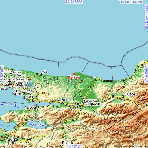 Topographic map of Kefken