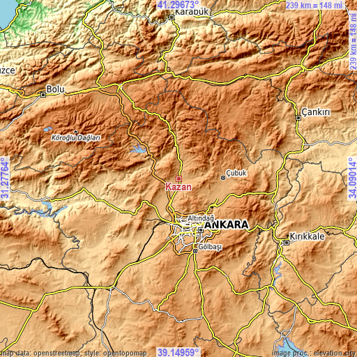 Topographic map of Kazan