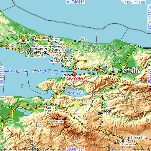 Topographic map of Kaytazdere