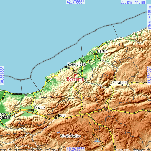 Topographic map of Beycuma