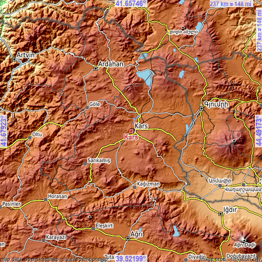 Topographic map of Kars